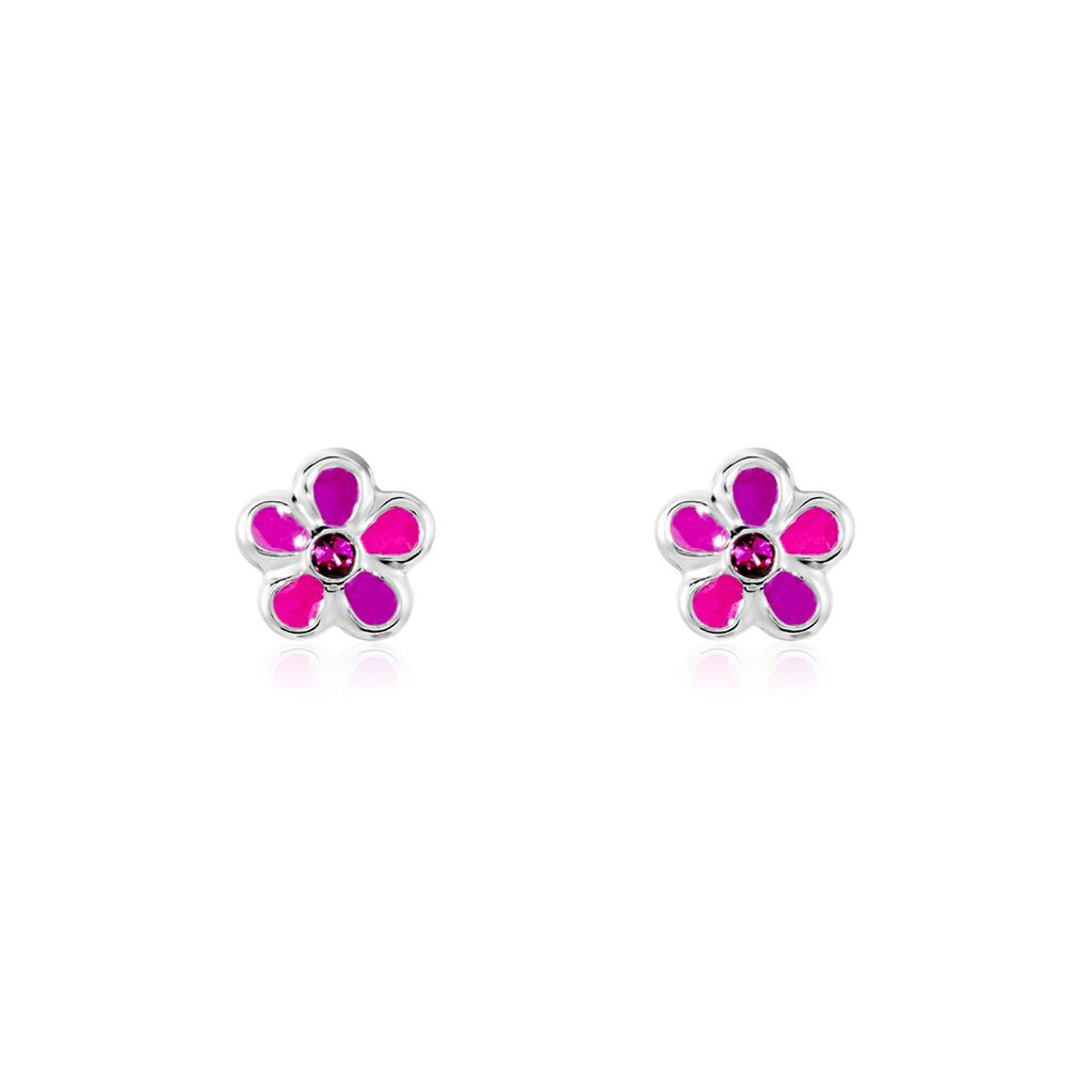 Kinder Ohrstecker Silber 925 Rosé Glas Blume - Ohrstecker Kinder | OROVIVO