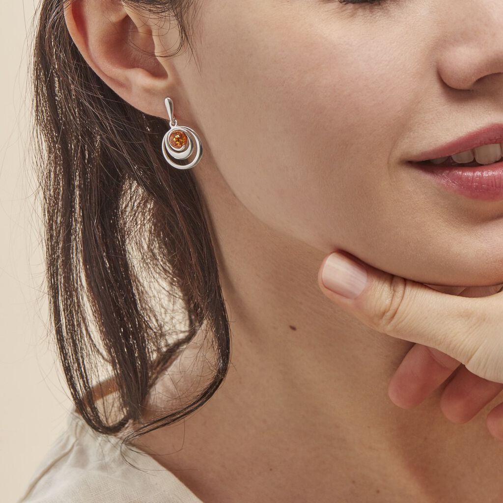 Boucles D'oreilles Argent Cercle Ambres - Spannringe Damen | OROVIVO