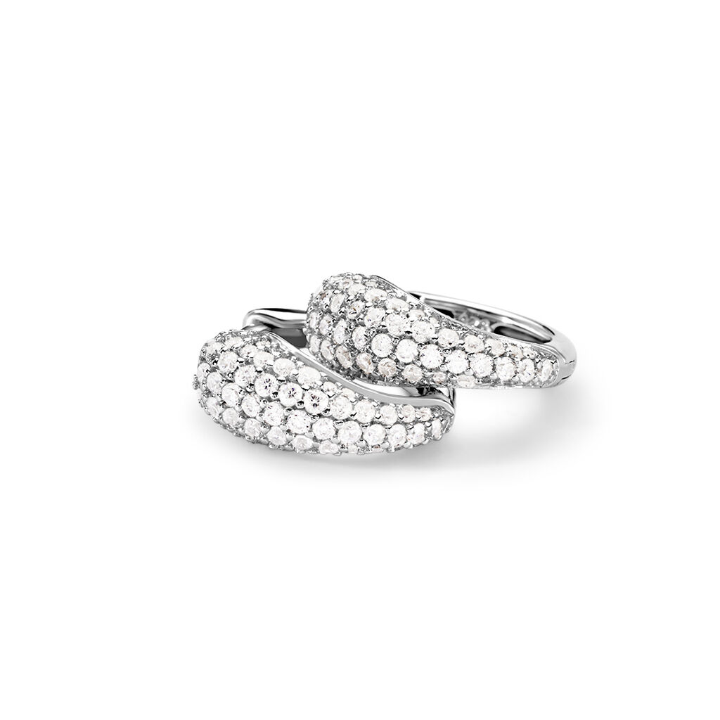 ELANI Damen Creolen Silber 925 Zirkonia Wei&szlig; 1,24 ct Tropfen