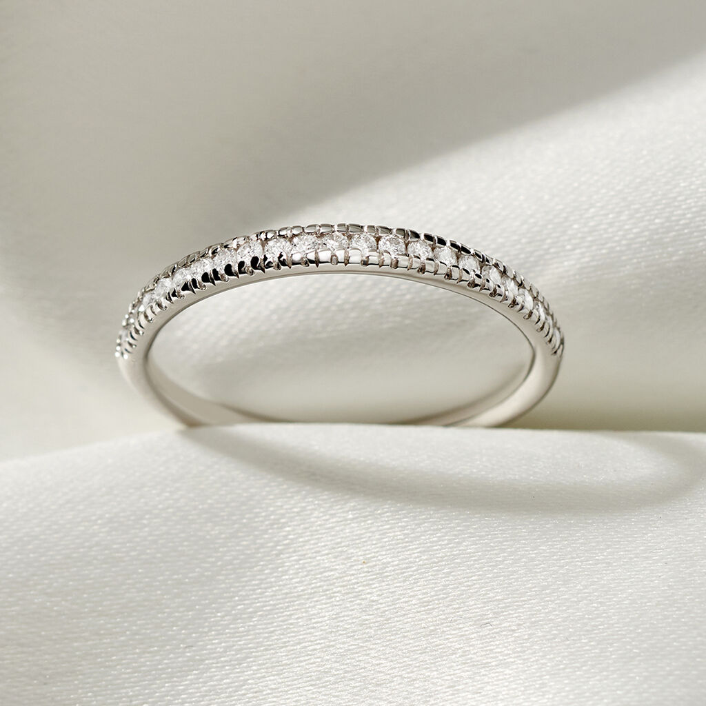 Damen Ring Weißgold 375 Diamant 0,01ct Memo Tempi  - Eheringe mit Stein Damen | OROVIVO