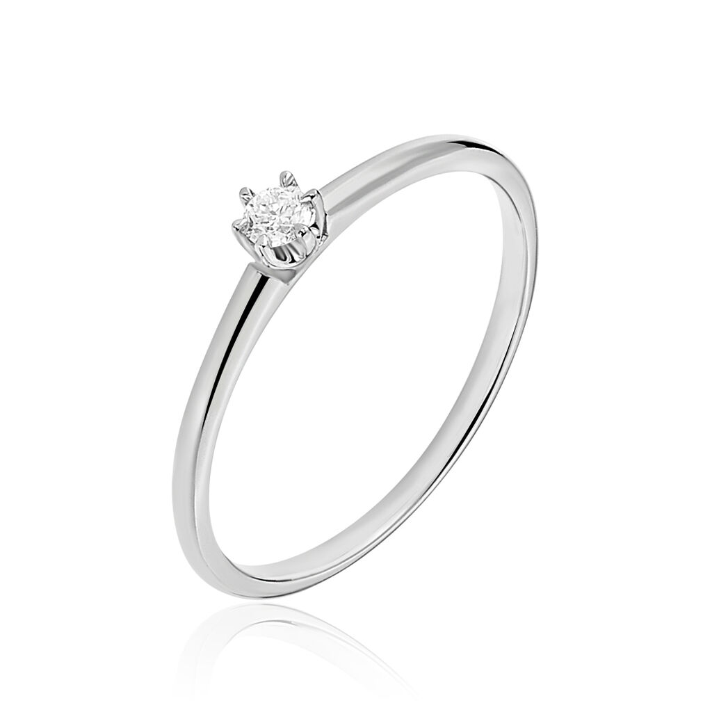 Bague Solitaire Liseline Or Blanc Diamant - Spannringe Damen | OROVIVO