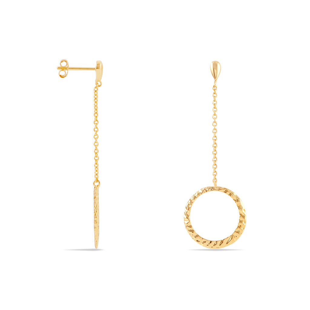 Boucles D'oreilles Pendantes Plaque Or Jaune - Spannringe Damen | OROVIVO
