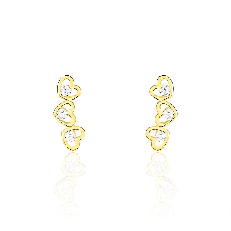 Boucles D'oreilles Puces Daria Coeur Triple Or Jaune Oxyde - Spannringe Damen | OROVIVO