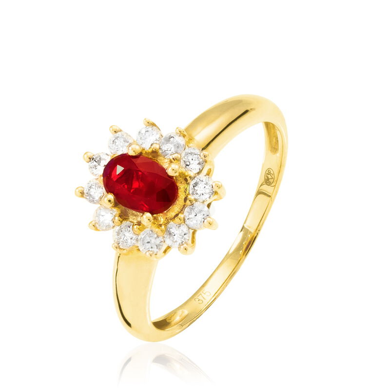 Bague Vladimir Or Jaune Rubis Et Diamant - Spannringe Damen | OROVIVO
