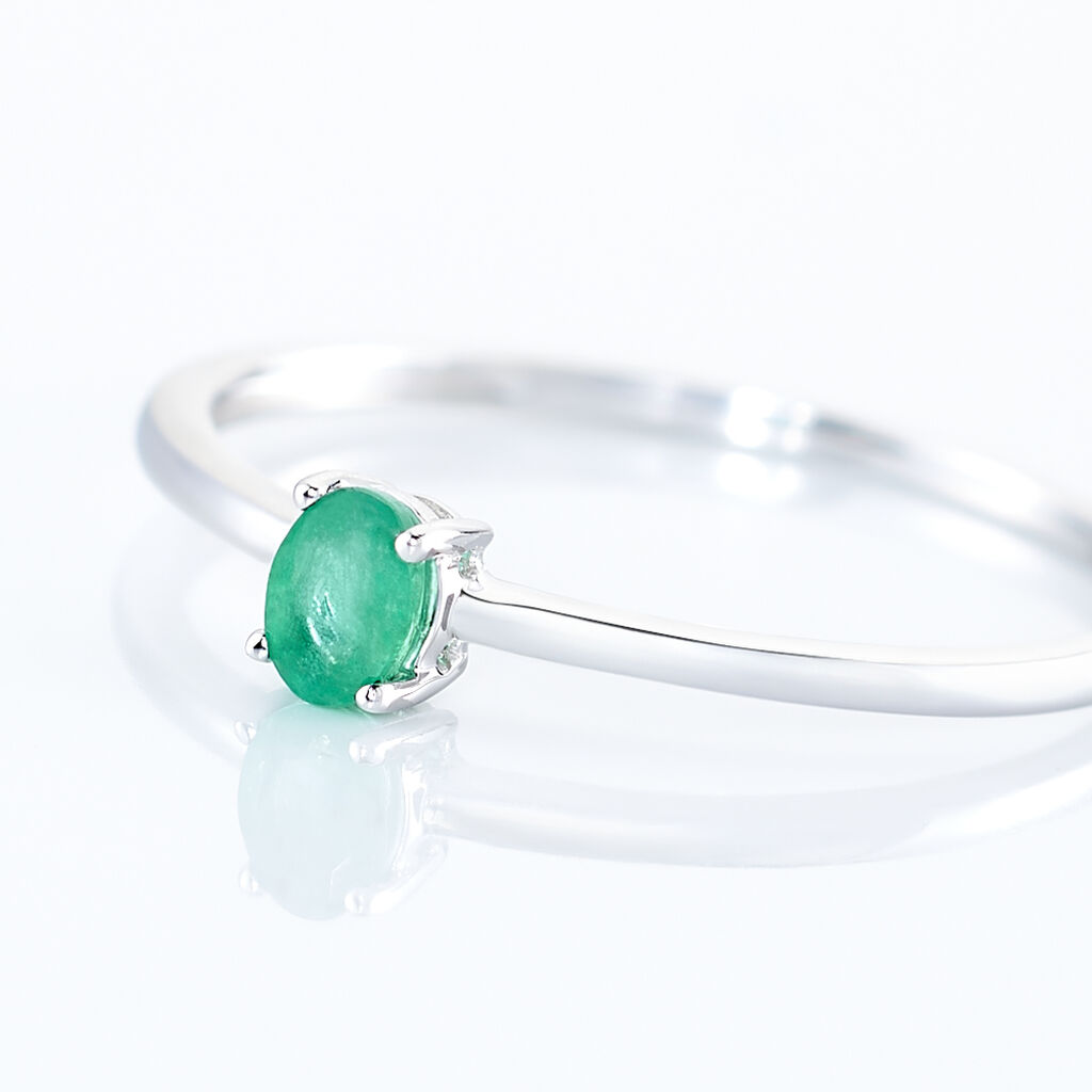 Solitaire Or Weiss Dota Emeraude Ovale - Spannringe Damen | OROVIVO