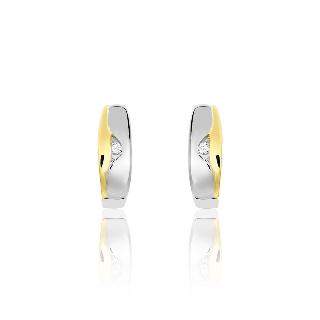 Damen Creolen Silber Bicolor 925 Diamant 0,03ct Vaninna 10,00mm  - Creolen Damen | OROVIVO