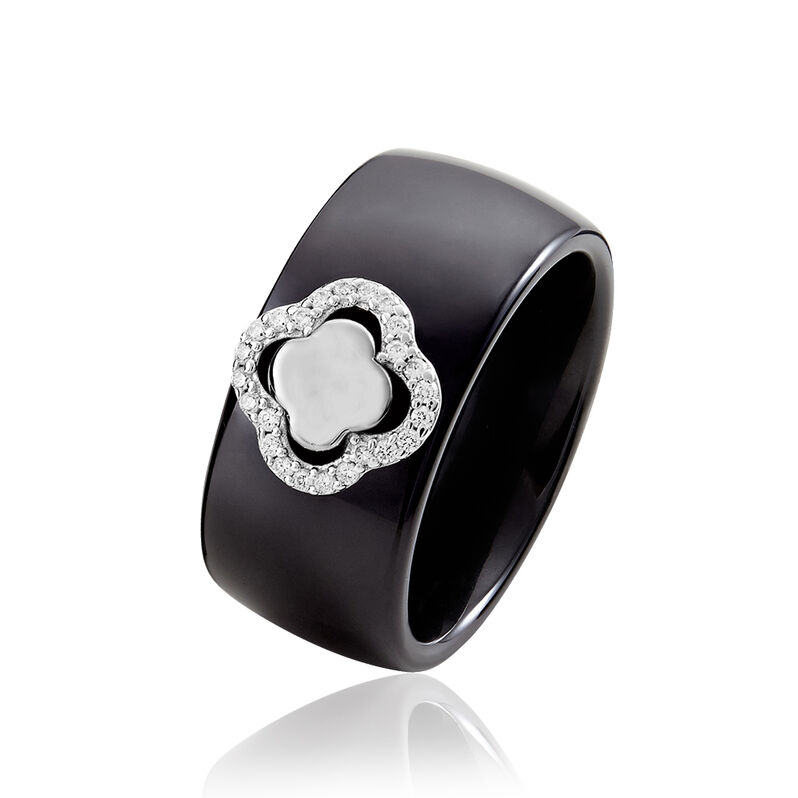Bague Sereine Argent Blanc Céramique Et Oxyde De Zirconium - Spannringe Damen | OROVIVO