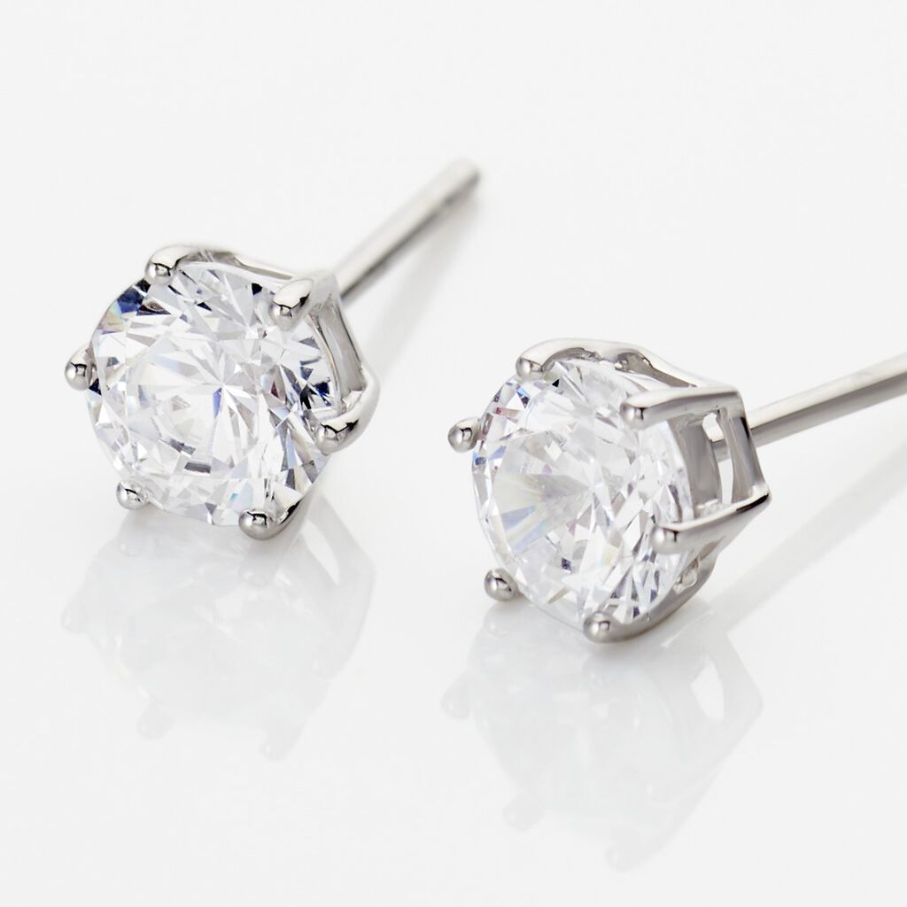 KRAPPE 6 Damen Ohrstecker Wei&szlig;gold 375 (9 Karat) Zirkonia Wei&szlig; 1,89 ct