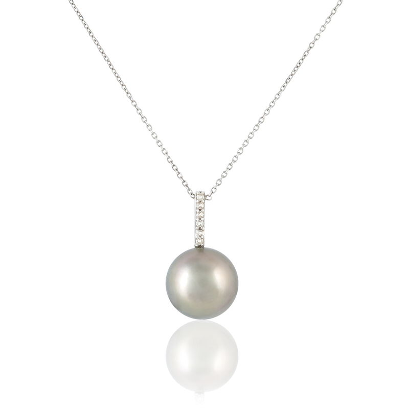 Collier Ocelina Or Blanc Perle De Culture De Tahiti Et Diamant - Spannringe Damen | OROVIVO