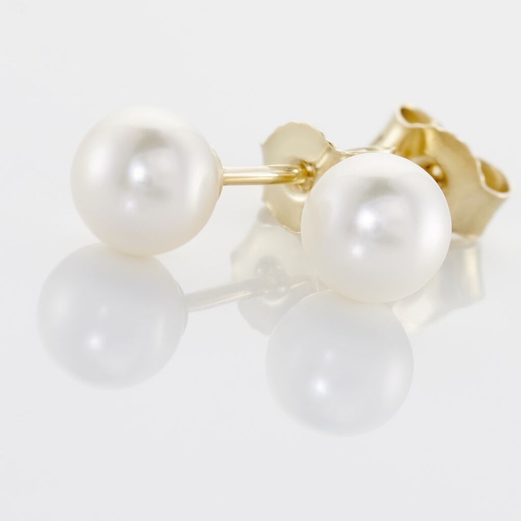 GARA Damen Ohrstecker Gold 585 (14 Karat) Zuchtperle Perlmutt Ball