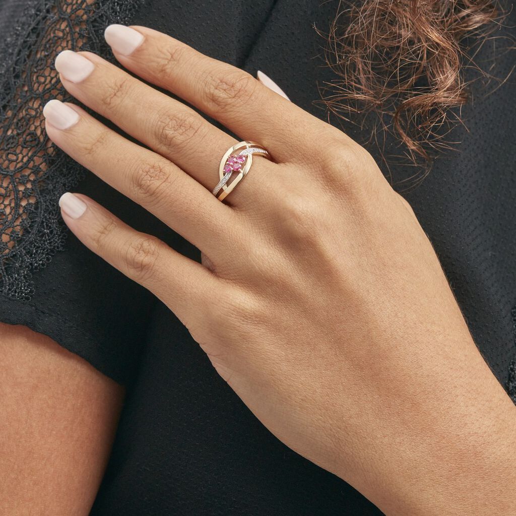 Bague Hoela Or Jaune Diamant Et Rubis - Spannringe Damen | OROVIVO