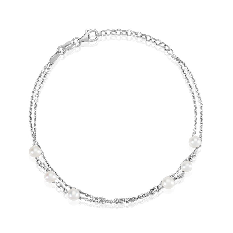 Arielle 2 Damen Armband Silber Silber 925 Zuchtperle Wei&szlig; 3,48 ct B 1,3 mm - Armb&auml;nder Damen | OROVIVO