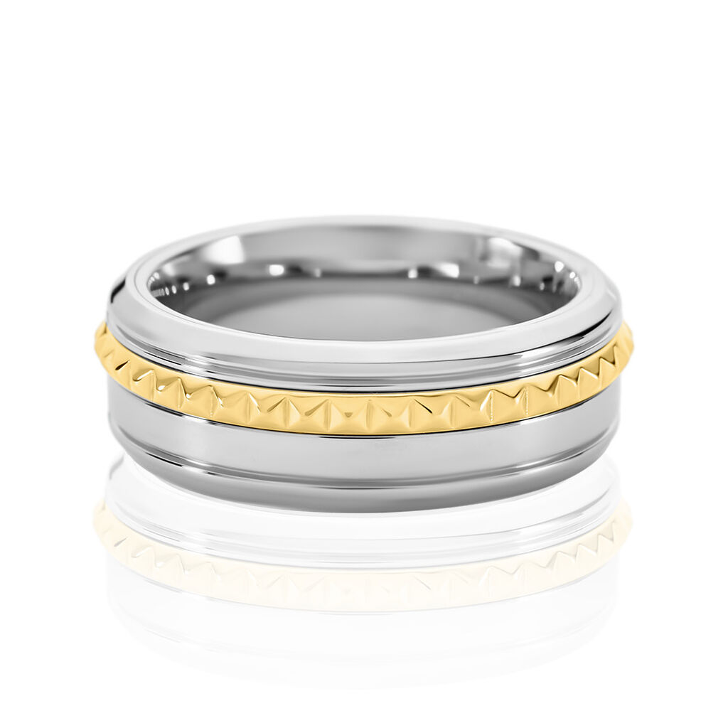 TORIN Herren Ring Edelstahl Bicolor Gelb/Silber B 8 mm, Ring ohne Stein
