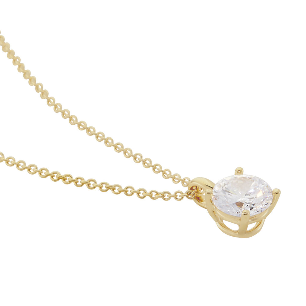 MASCHA Damen Collier Vergoldet 750 Zirkonia Wei&szlig; 0,69 ct B 8 mm