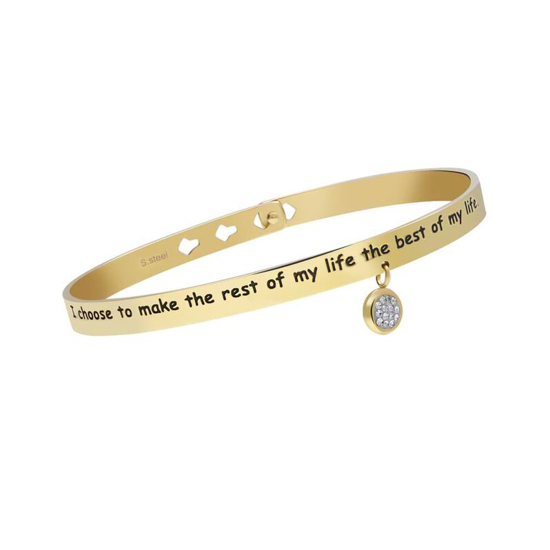 Bangle I choose to make the rest of my life the best of my life in acciaio dorato e strass - Spannringe Damen | OROVIVO