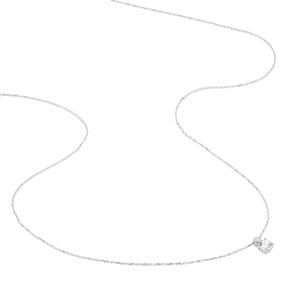 Damen Collier Weißgold 375 Zirkonia Kreis Krappe 4 - Halsketten Damen | OROVIVO