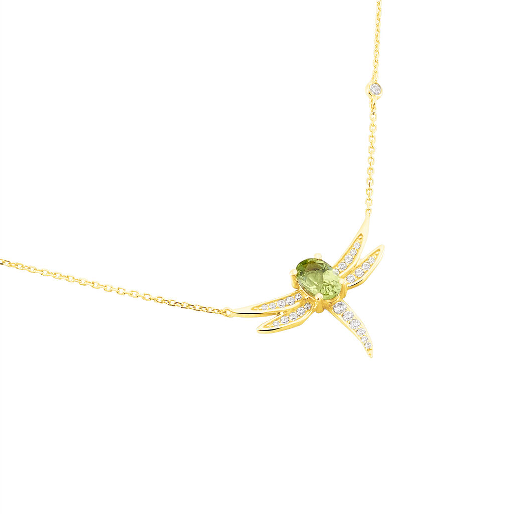 Damen Collier Gold 375 Peridot Grün 2,05ct Oval Layla 2 - Halsketten Damen | OROVIVO
