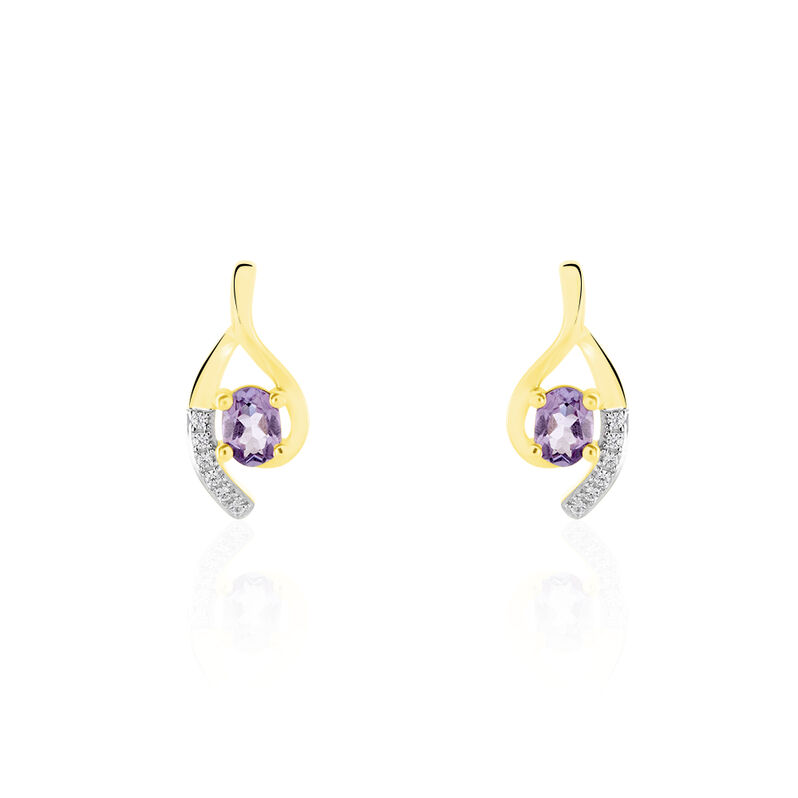 Boucles D'oreilles Sagesse Or Jaune Amethyste Oxyde - Spannringe Damen | OROVIVO