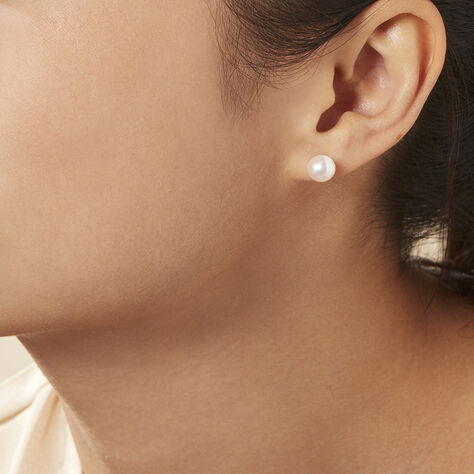 Damen Perlenohrringe Gold 585 Zuchperlen 7-7,5mm - Ohrstecker Damen | OROVIVO