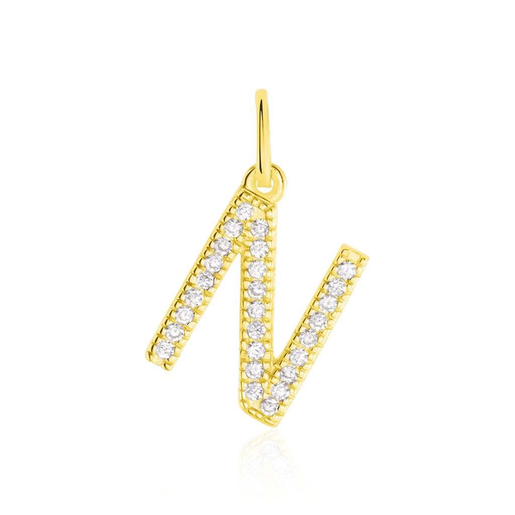 Anhänger Gold 375 Zirkonia Buchstabe N - Schmuckanhänger Familie | OROVIVO
