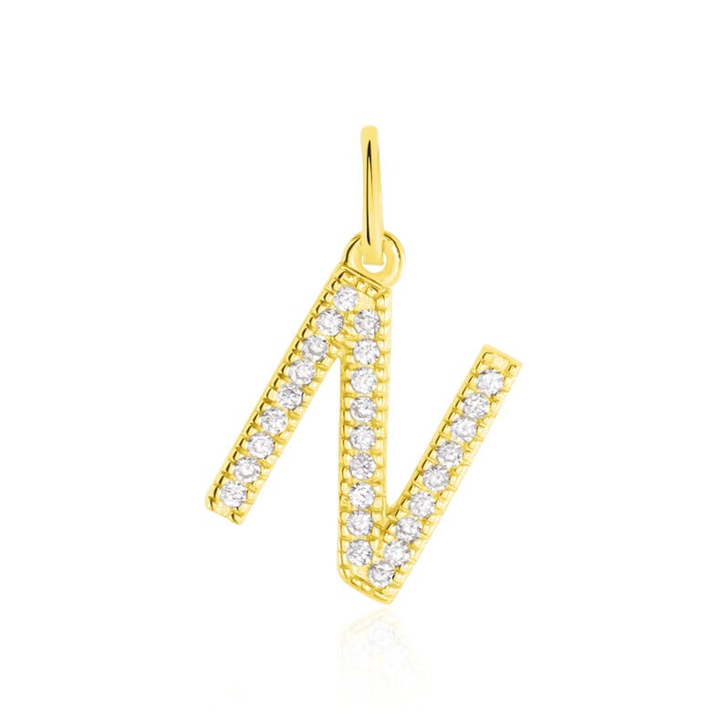 Anhänger Gold 375 Zirkonia Buchstabe N - Schmuckanhänger Familie | OROVIVO
