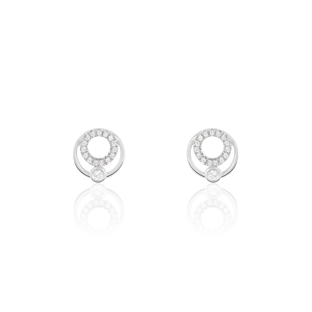 Damen Ohrstecker Weißgold 375 Zirkonia Kreis Laura , Ohrstecker mit Stein