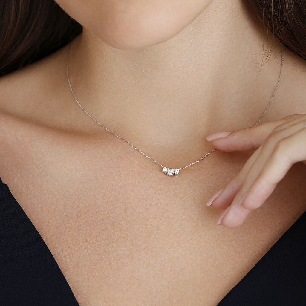 Damen Collier Weißgold 375 Diamant 0,42ct Sabinara 0,95mm 45cm - Halsketten Damen | OROVIVO