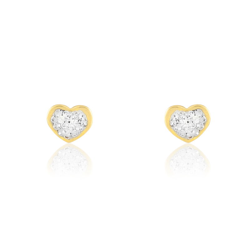 Boucles D'oreilles Puces Daria Cœur 0 Or Jaune Strass - Spannringe Damen | OROVIVO