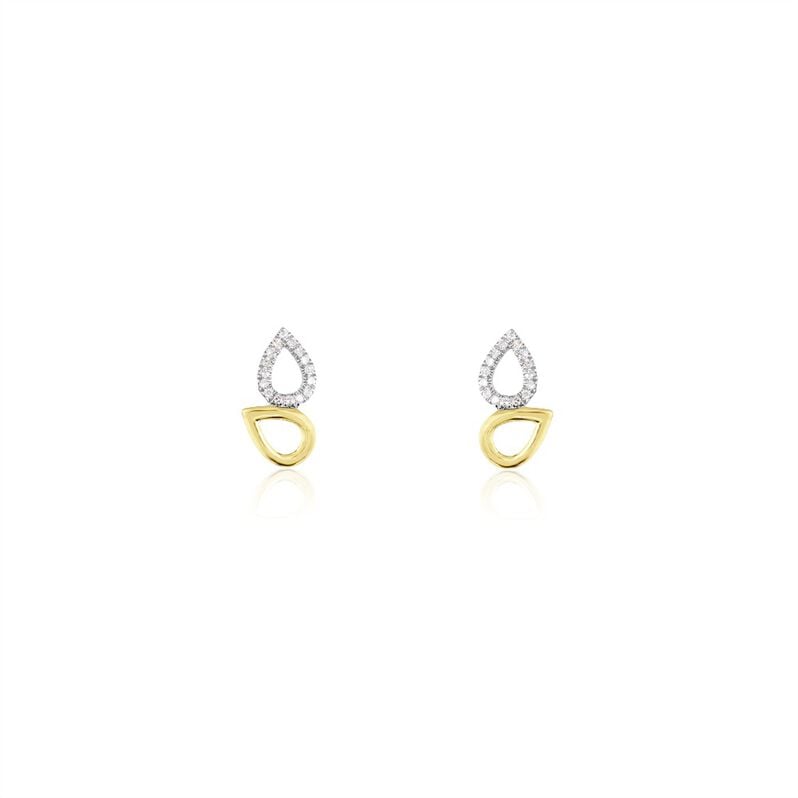 Leafa Damen Ohrstecker Gold 375 (9 Karat) Diamant Wei&szlig; 0,05 ct Mandel - Ohrstecker Damen | OROVIVO