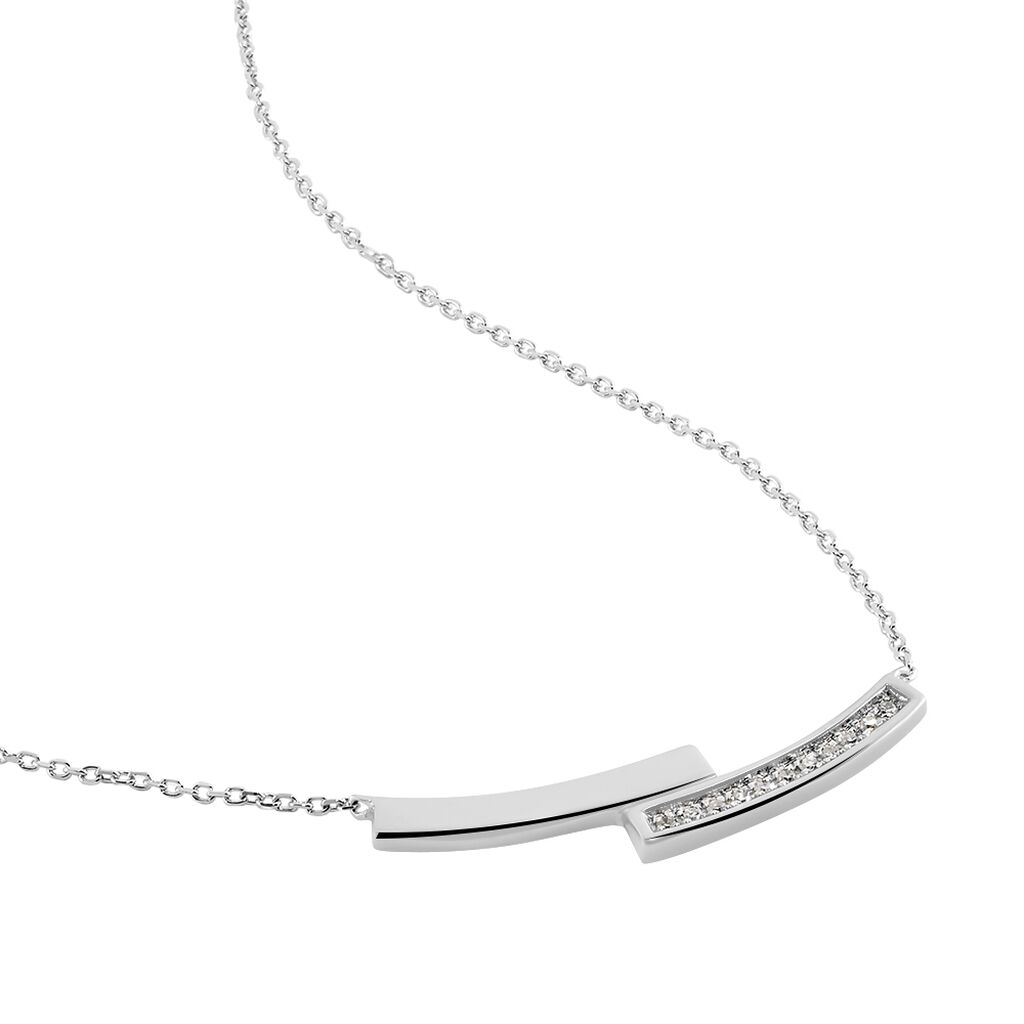 Damen Collier Weißgold 375 Diamant 0,07ct Balken Cecile 1 - Halsketten Damen | OROVIVO
