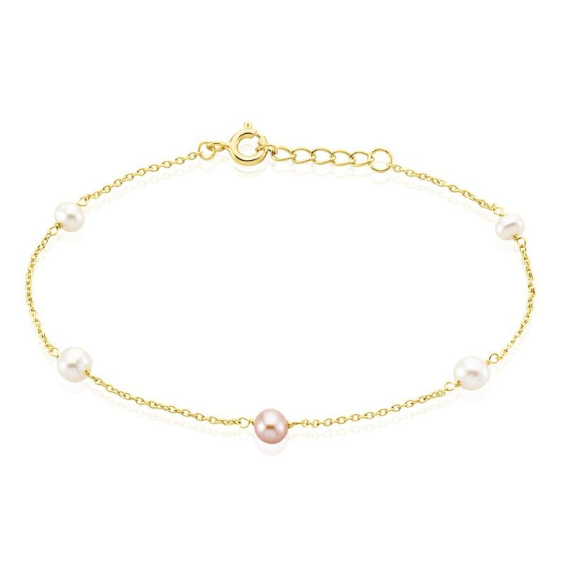 PERLA Damen Armband Silber vergoldet 925 Zuchtperle Weiß 0,21 ct - Armbänder Damen | OROVIVO