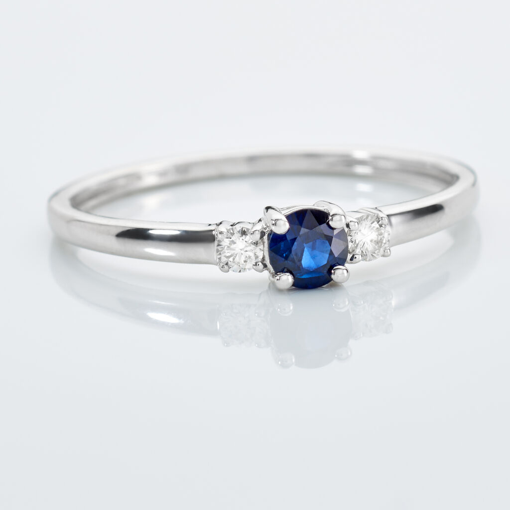ELISABETH Damen Ring Wei&szlig;gold 585 (14 Karat) Saphir Blau 0,27 ct