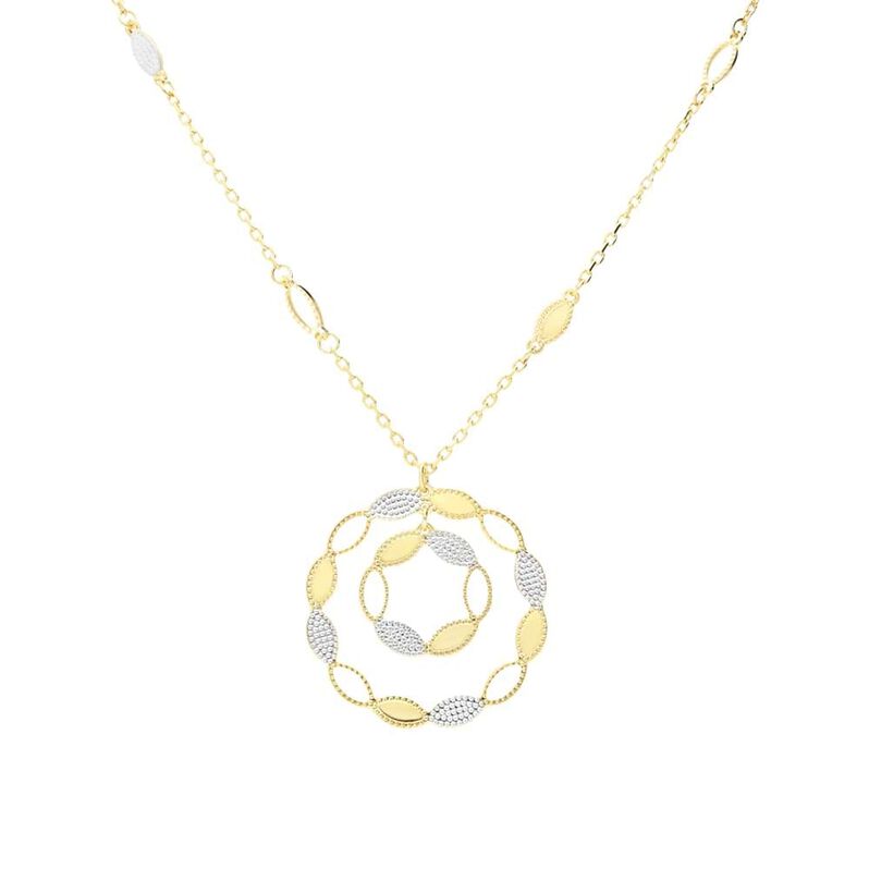 Collana in bronzo dorato con cerchi pendenti bicolore - Spannringe Damen | OROVIVO