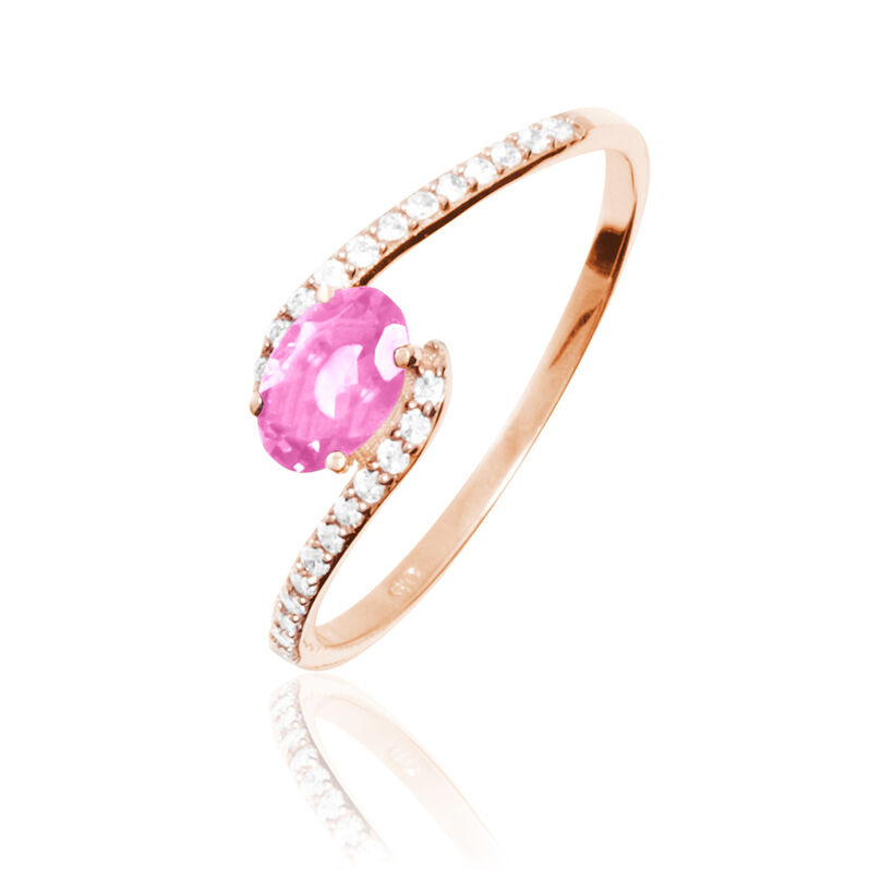 Bague Loriane Or Rose Tourmaline Et Diamant - Spannringe Damen | OROVIVO