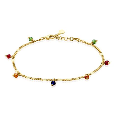 Damen Armband Silber vergoldet 925 Glas Multicolour Romana 1,10mm - Armbänder  | OROVIVO