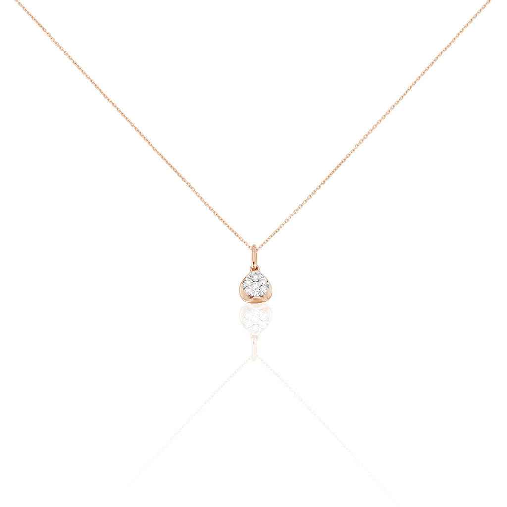 SHINE Damen Collier Rosegold 750 (18 Karat) Diamant Wei&szlig; 0,18 ct Kreis