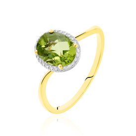 Solitärring Gold 375 Peridot  - Ringe mit Edelsteinen Damen | OROVIVO