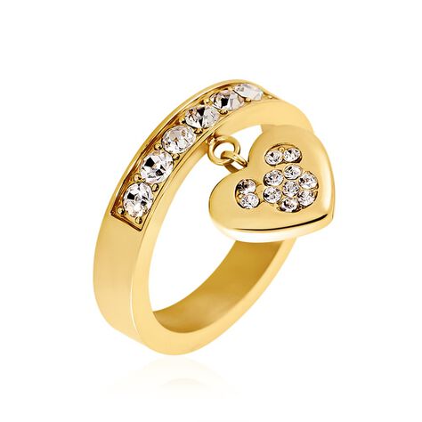 Damen Ring Edelstahl vergoldet  Kristall Weiß   Minnie Heart    - Ringe mit Stein Damen | OROVIVO