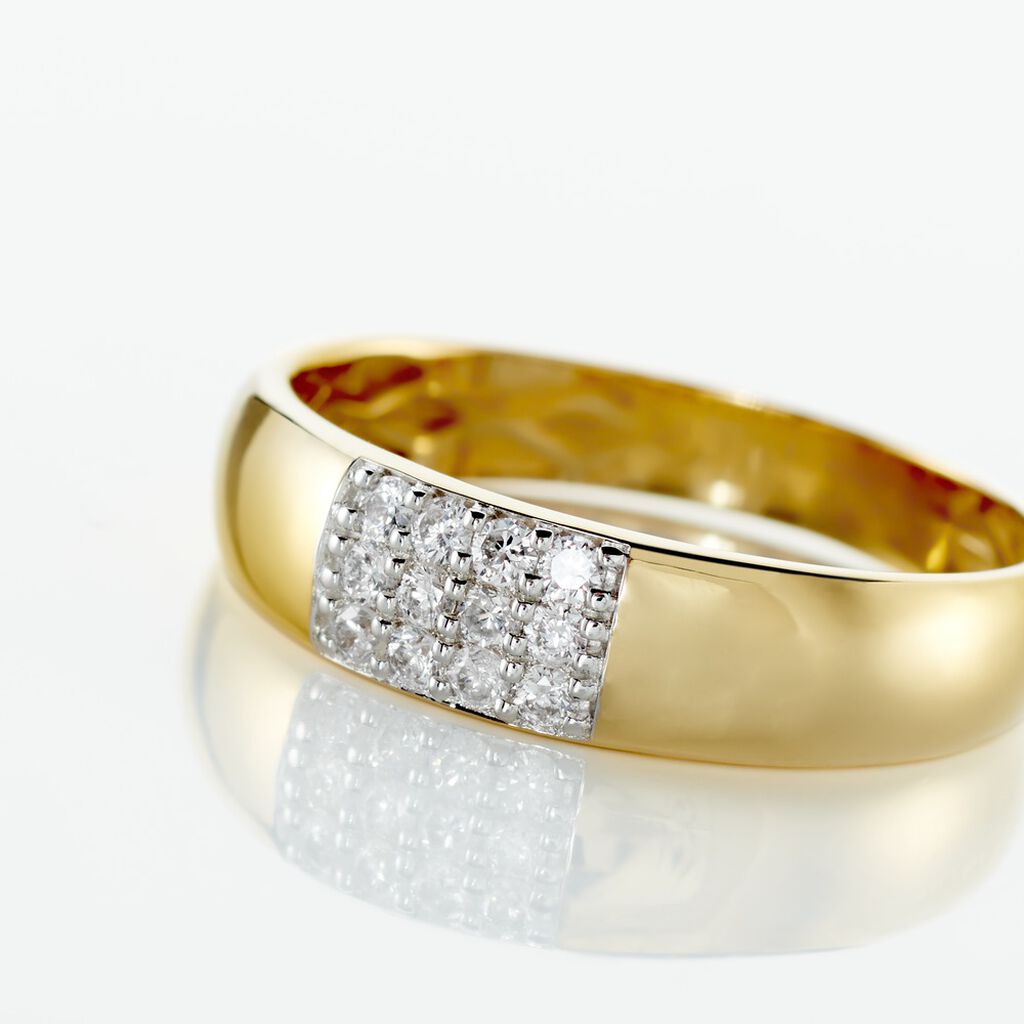 Damen Ring Gold 375 Diamant 0,25ct Rechteckig  - Ringe mit Stein Damen | OROVIVO