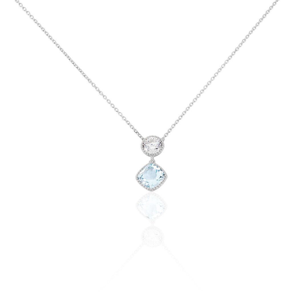 BLOOM Damen Collier Weißgold 375 (9 Karat) Topas Blau 2,08 ct Viereck - Halsketten Damen | OROVIVO