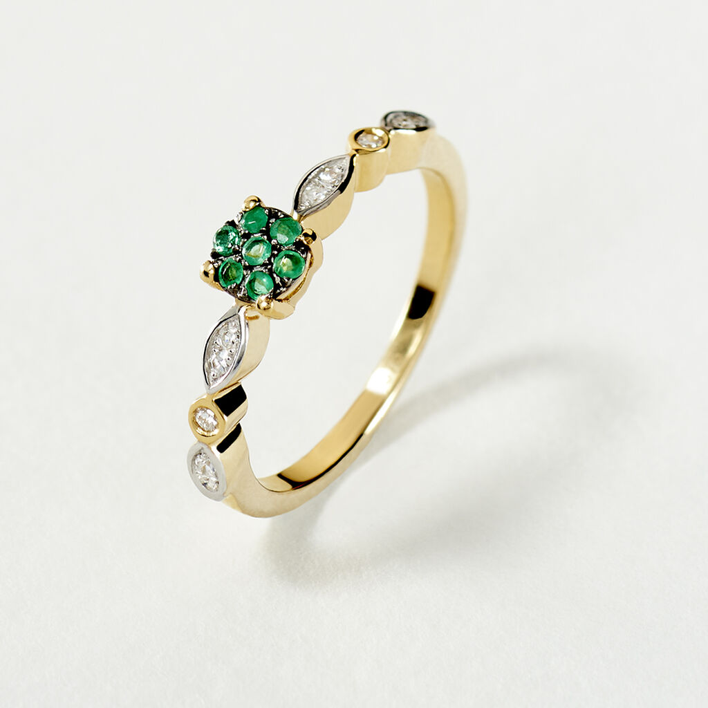 KARLEA 1 Damen Ring Gold 375 (9 Karat) Smaragd Gr&uuml;n 0,07 ct