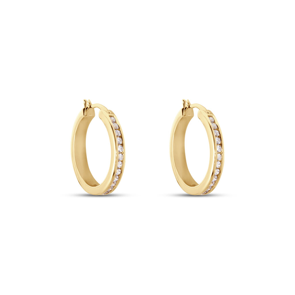 MARITA Damen Creolen Vergoldet 750 Zirkonia Wei&szlig; 0,36 ct B 3 mm