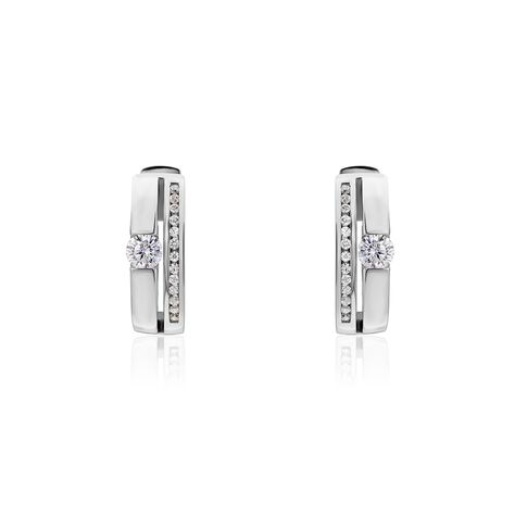 Damen Creolen Oval Silber 925 Zirkonia Elleana - Creolen Damen | OROVIVO
