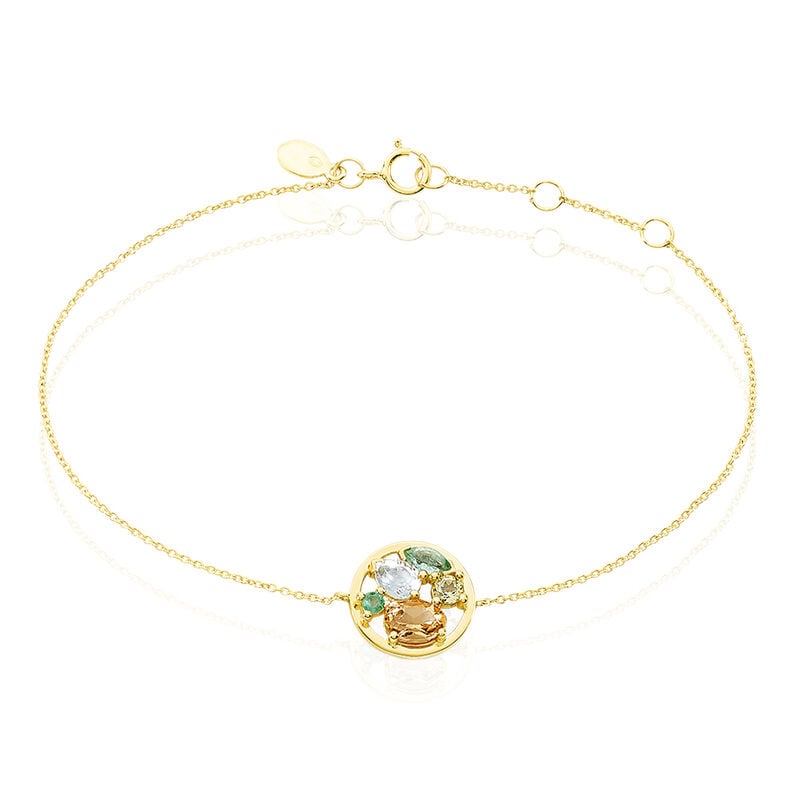 Bracelet Or Jaune Citrine Et Topaze Et Amethyste - Spannringe Damen | OROVIVO