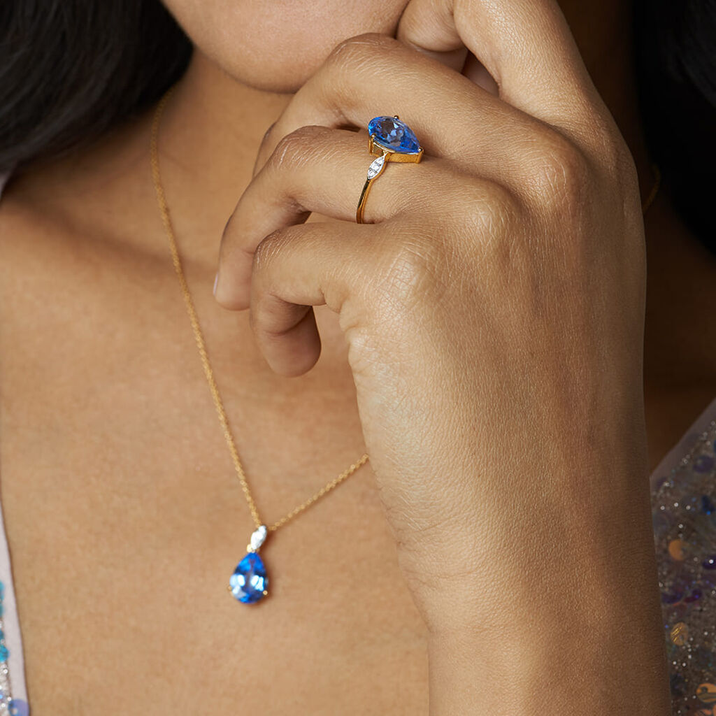 Damen Ring Silber vergoldet 925 Andere Steine Blau Evitta  - Solitärringe Damen | OROVIVO