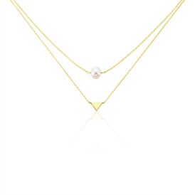 Damen Halskette Silber 925 Vergoldet Zuchtperle - Ketten mit Stein  | OROVIVO