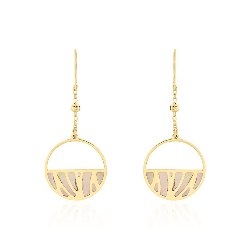 VYARNA Damen Ohrringe Lang Silber vergoldet 925 Perlmutt Wei&szlig; Kreis - Ohrringe mit Stein Damen | OROVIVO