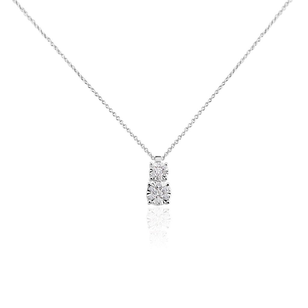 Damen Collier Weißgold 750 Diamant 0,15ct Kreis Petali 1 - Halsketten Damen | OROVIVO