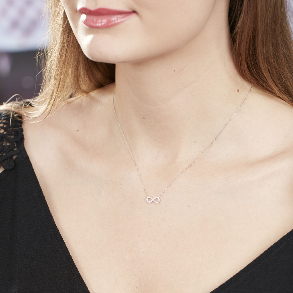 Damen Collier Weißgold 375 Zirkonia Unendlichkeit Klothilda - Halsketten Damen | OROVIVO