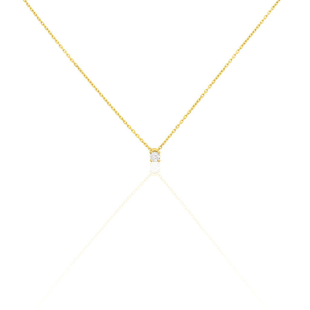 Illusion Damen Collier Gold 375 (9 Karat) Diamant Weiß 0,06 ct, Collier mit Stein